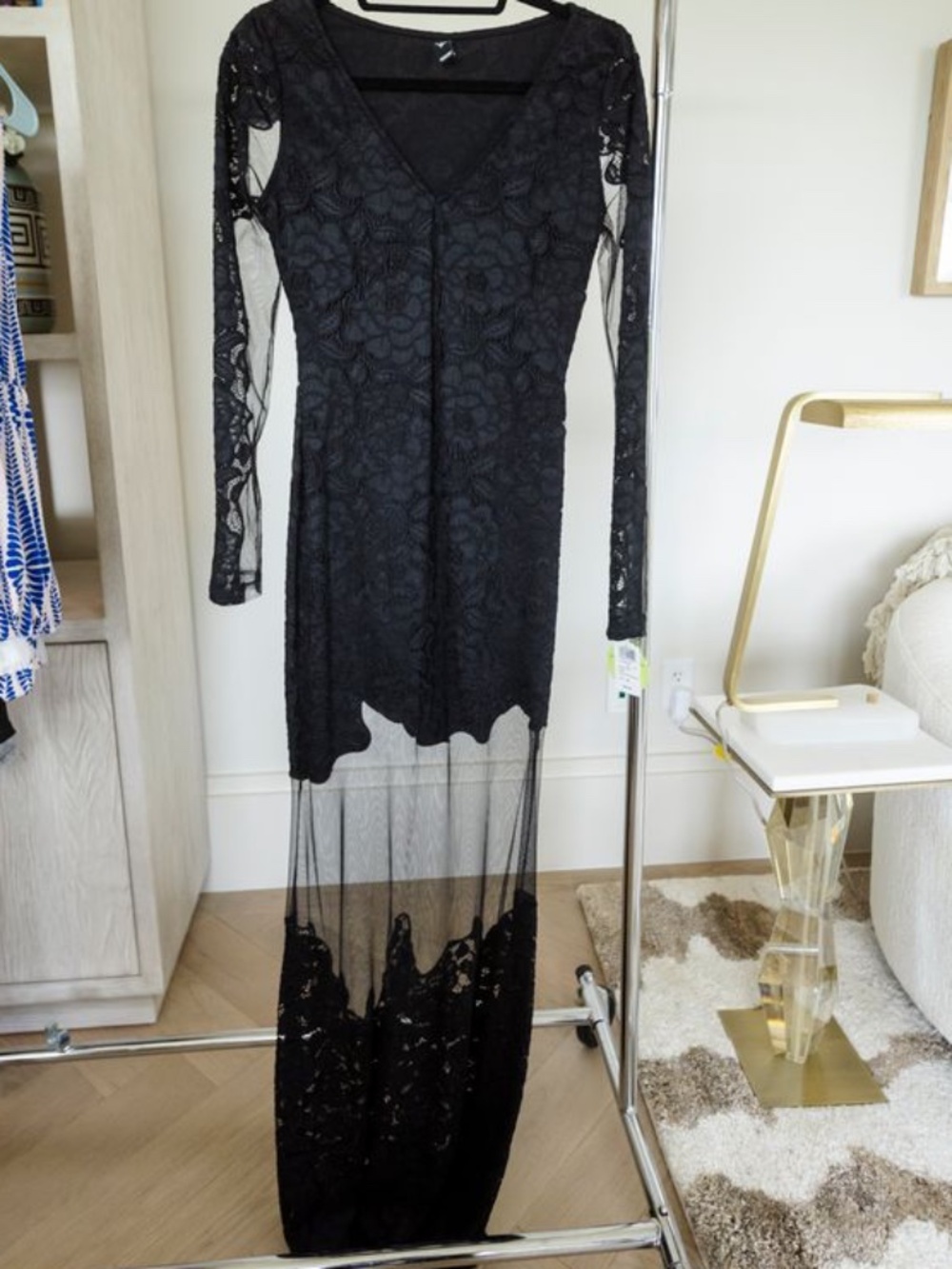 BRAND NEW: WINDSOR Black Mesh Maxi Dress